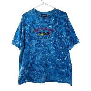 Basix‎ USA We Be Beachin Seaside Cannon Beach Blue Tie Dye Graphic T-Shirt XL